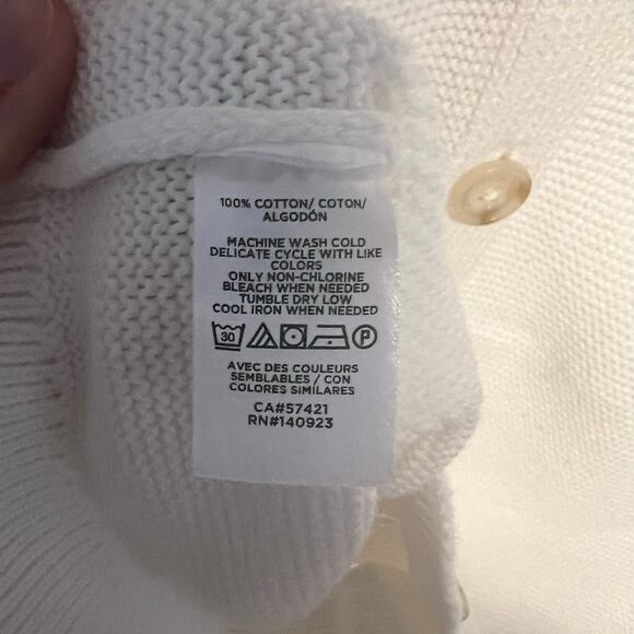 Loft White Button Up Sleeveless Knit Sweater Vest V-Neck size Medium - Picture 6 of 7